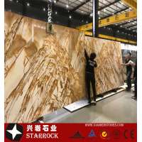 Luxury Stone Backlit Jade Semi-precious Gold Yellow Vein Marble Slabs For Interior Decoration