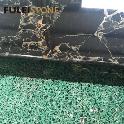 Prefab Portoro Black and Gold Marble Bathroom Vanity Top